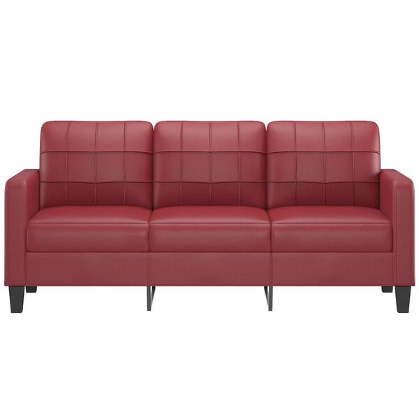 vidaXL 3-Sitzer-Sofa Weinrot 180 cm Kunstleder