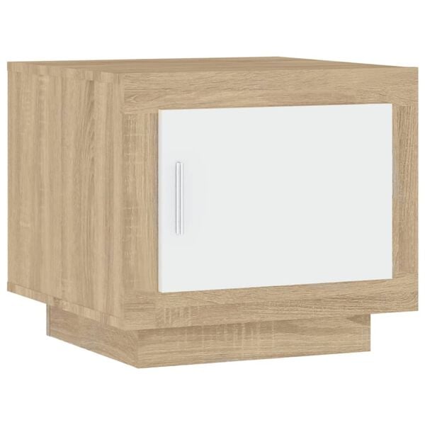 vidaXL Couchtisch Wei&szlig; und Sonoma-Eiche 51x50x45 cm Holzwerkstoff