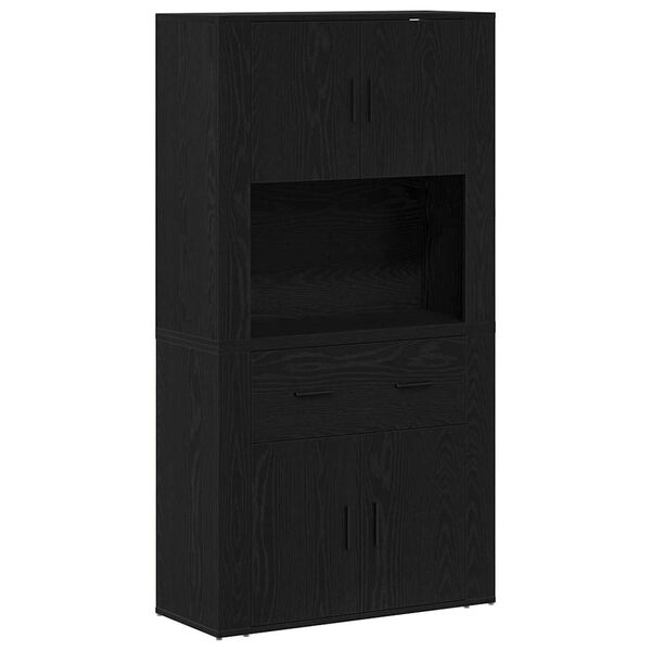 vidaXL Highboard Schwarz Eichen-Optik 80 x 33 x 150 cm Holzwerkstoff