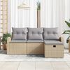 vidaXL Sofa Set mit Kissen 4 pcs Beige und Hellgrau Poly-Rattan