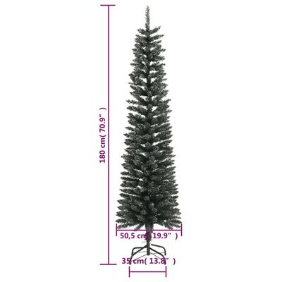 vidaXL Künstlicher Weihnachtsbaum mit Ständer Schlank Grün 180 cm PVC