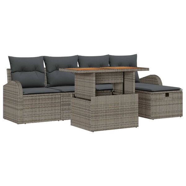vidaXL Garten-Sofa-Set 6 pcs Grau Poly-Rattan