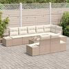 vidaXL Gartensofa-set mit Kissen 9 pcs Beige und Creme Poly-Rattan