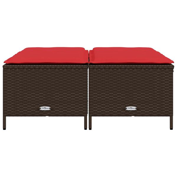 vidaXL Gartenhocker mit Kissen 4 Stk. Braun Poly Rattan