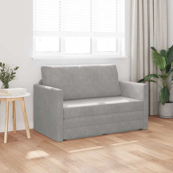 vidaXL Schlafsofa 110cm Hellgrau Samt