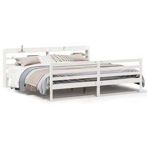 vidaXL Bettgestell mit Kopfteil ohne Matratze Wei&szlig; 200x200 cm