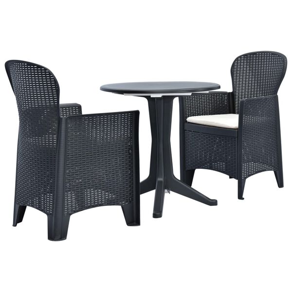 vidaXL 3-tlg. Bistro-Set Kunststoff Rattan Anthrazit