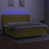 vidaXL Boxspringbett mit Matratze & LED Gr&uuml;n 200x200 cm Stoff