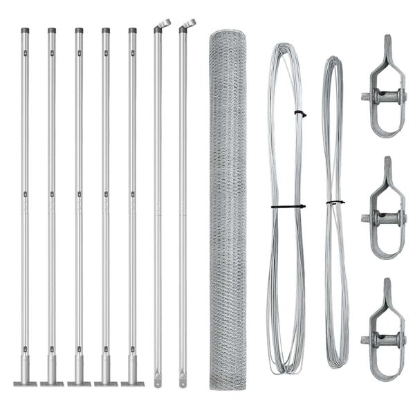 vidaXL Zaunpfosten Silber 10 x 1,5 m (13 mm Maschenweite) Stahl