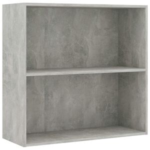 vidaXL B&uuml;cherregal 2 F&auml;cher Betongrau 80x30x76,5 cm Holzwerkstoff