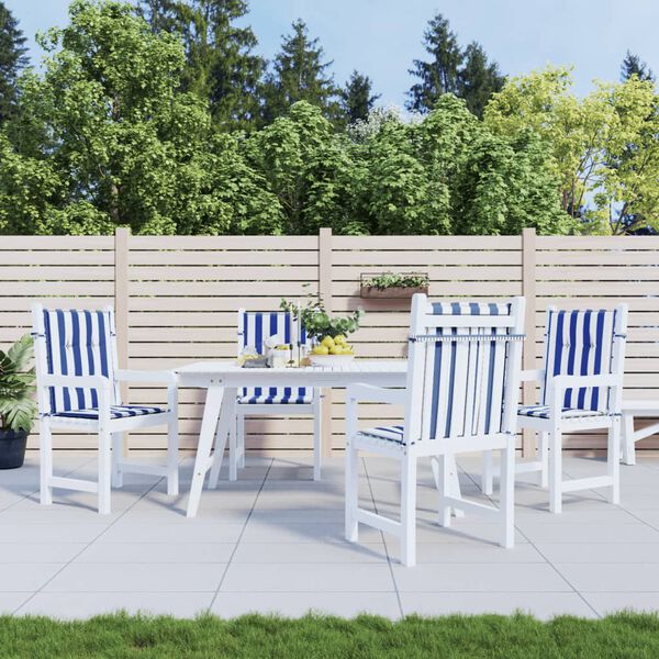 vidaXL Niedriglehner-Auflagen 4 Stk. Blau & Weiß Gestreift Stoff