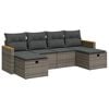 vidaXL 6-tlg. Garten-Sofagarnitur mit Kissen Grau Poly Rattan