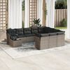 vidaXL 11-tlg. Garten-Sofagarnitur mit Kissen Grau Poly Rattan