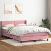 vidaXL Boxspringbett mit Matratze Rosa 140x220 cm Samt