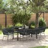 vidaXL Garten Essgruppe 7 pcs Schwarz Pulverbeschichteter Stahl