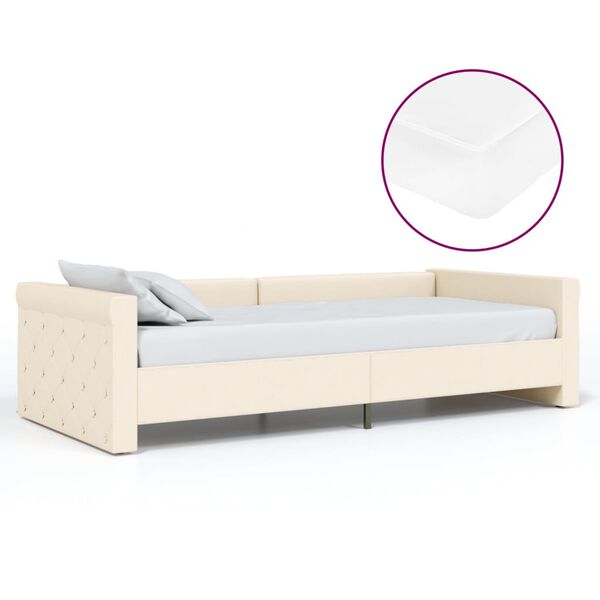 vidaXL Tagesbett mit Matratze USB Creme Stoff 90x200 cm