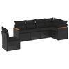 vidaXL 6-tlg. Garten-Sofagarnitur mit Kissen Schwarz Poly Rattan