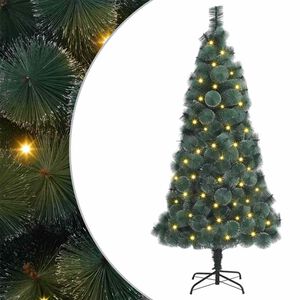 vidaXL K&uuml;nstlicher vorbeleuchteter Weihnachtsbaum Gr&uuml;n 180 cm PET