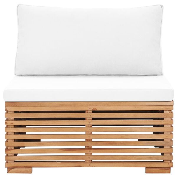 vidaXL Garten-Mittelsofa mit Cremewei&szlig;er Auflage Massivholz Teak