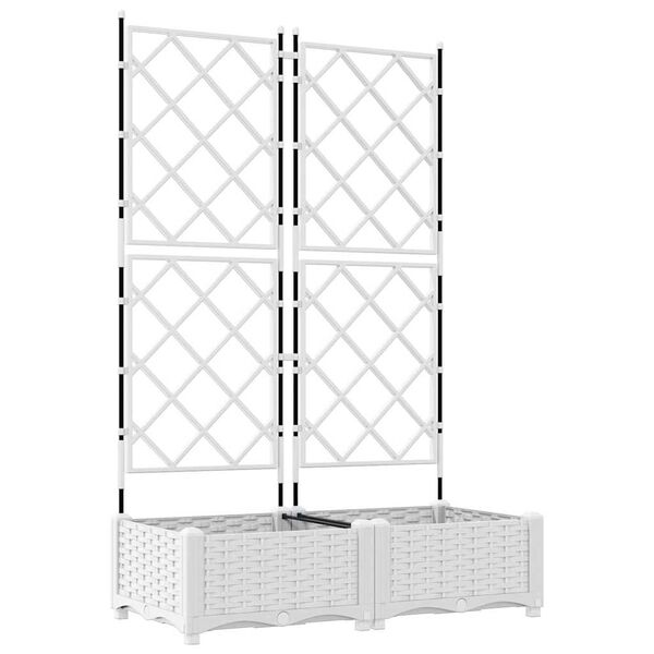 vidaXL Garten-Pflanzgef&auml;&szlig; 2 pcs Wei&szlig; 80 x 40 x 125,5 cm Stahl