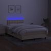 vidaXL Boxspringbett mit Matratze & LED Creme 120x200 cm Stoff