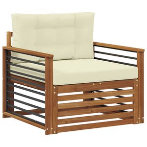 vidaXL Outdoor-Sofa Massives Akazienholz und Polyester Natur und Creme