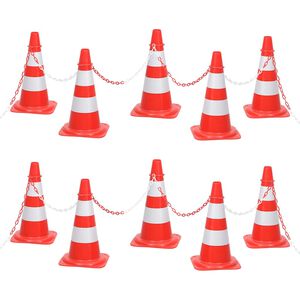 vidaXL Leitkegel-Set mit 10 m Kette Rot und Wei&szlig;