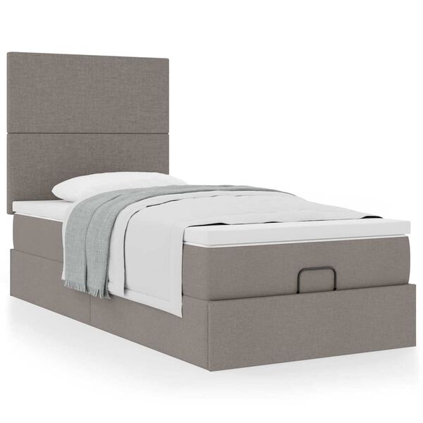 vidaXL Ottoman-Bett mit Matratze Taupe 100x200 cm Stoff