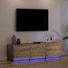 vidaXL TV Schrank mit LEDs Kunsthandwerk Eiche 140 x 34 x 40 cm