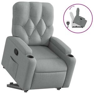 vidaXL Elektrischer Massagesessel mit Aufstehhilfe Dunkelbraun Stoff