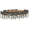vidaXL 13-tlg. Garten-Essgruppe mit Kissen Grau Poly Rattan