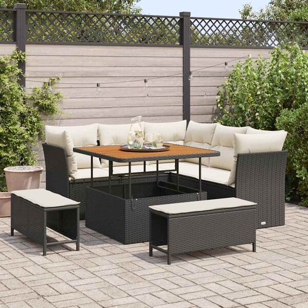 vidaXL Gartensofa-set 8 pcs Schwarz Poly-Rattan