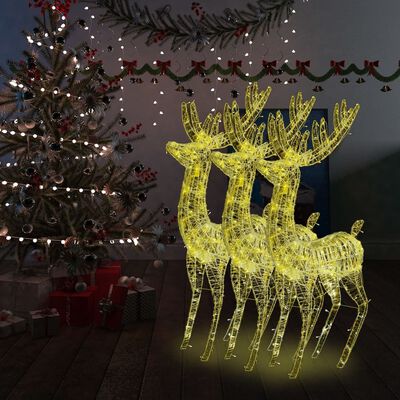 vidaXL XXL Rentiere Weihnachtsdekoration Acryl 250 LED 3 Stk. 180 cm
