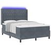 vidaXL Boxspringbett mit Matratze mit LED Dunkelgrau 160 x 200 cm Samt