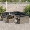 vidaXL Gartensofa-set mit Kissen mit Speicher 9 pcs Grau Poly Rattan