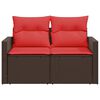 vidaXL Gartensofa mit Kissen 2-Sitzer Braun Poly Rattan