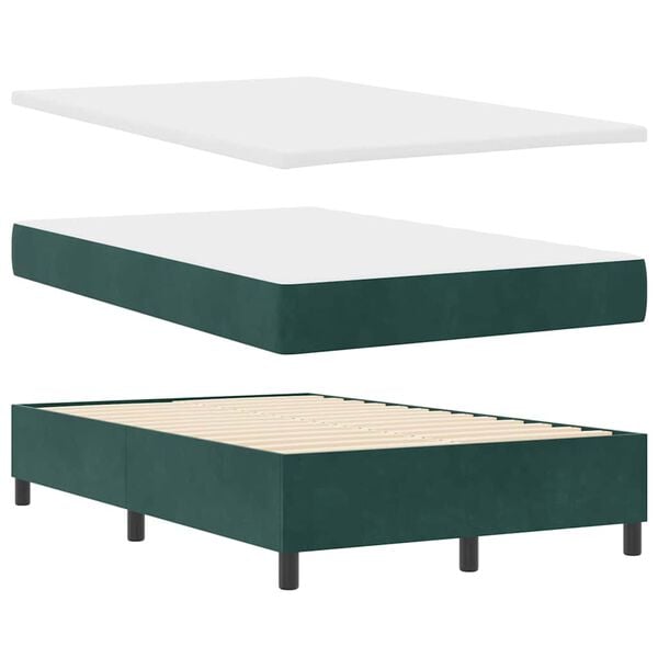 vidaXL Boxspringbett mit Matratze Dunkelgr&uuml;n 120 x 200 cm Samt