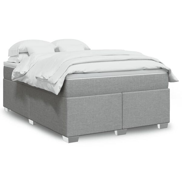 vidaXL Boxspringbett mit Matratze Hellgrau 140x190 cm Stoff