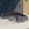 vidaXL 9-tlg. Garten-Lounge-Set mit Kissen Grau Kiefernholz