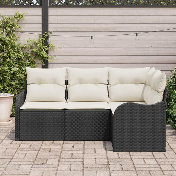 vidaXL Gartensofa-set 4 pcs Schwarz Poly-Rattan