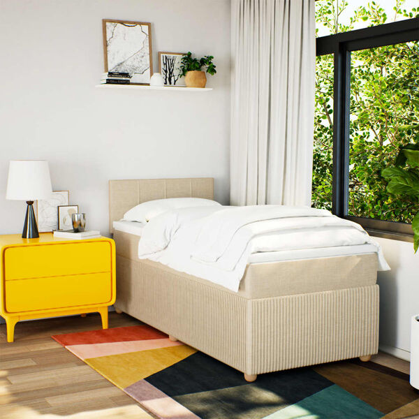 vidaXL Boxspringbett mit Matratze Creme 80x200 cm Stoff