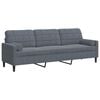 vidaXL Sofa 3-Sitzer mit Zierkissen Dunkelgrau 210 cm Samt