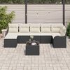 vidaXL Garten-Sofa-Set mit Kissen 8 pcs Schwarz und Wei&szlig; Poly Rattan