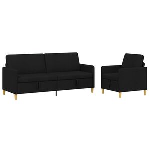vidaXL Sofa Set mit Stauraum 2 stk. Schwarz Polyester
