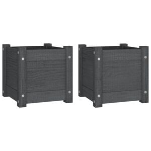 vidaXL Pflanzk&uuml;bel 2 Stk. Grau 31x31x31 cm Massivholz Kiefer