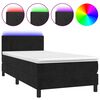 vidaXL Boxspringbett mit Matratze & LED Schwarz 90x200 cm Samt
