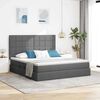 vidaXL Bett mit Stauraum und LED Dunkelgrau 160 x 200 cm Polyester