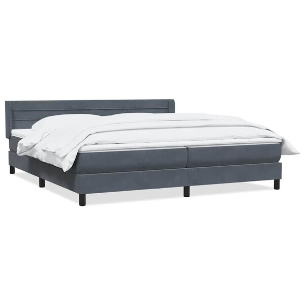 vidaXL Boxspringbett mit Matratze Dunkelgrau 180x210 cm Samt