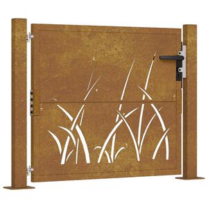 vidaXL Gartentor 100x75 cm Cortenstahl Gras-Design