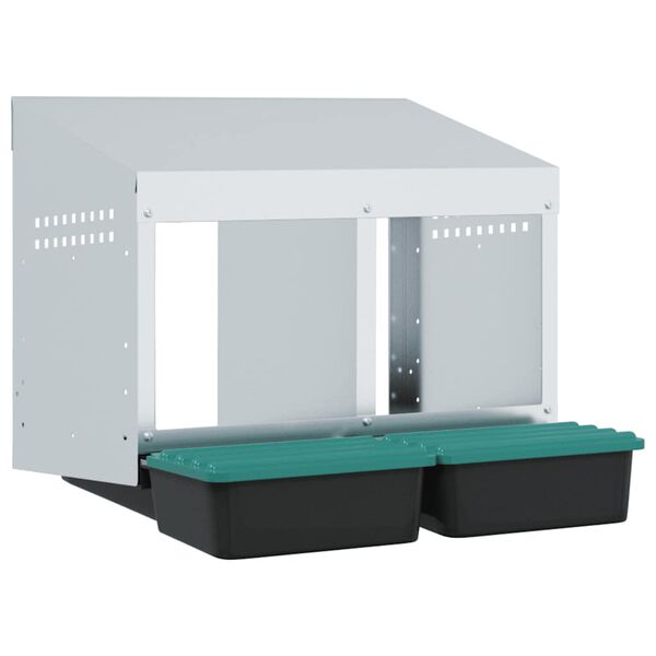 vidaXL H&uuml;hner-Nistkasten 2 F&auml;cher Wandmontage Verzinkter Stahl